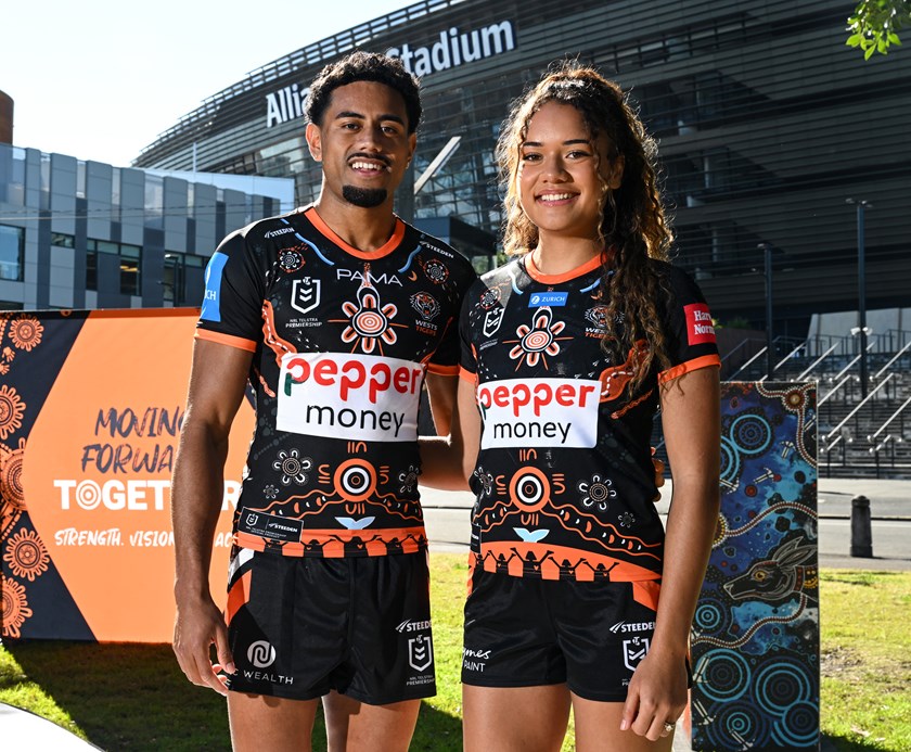 Wests Tigers  husband and wife Jahream and Aaliyah Bula are celebrating Indigenous Round together. 